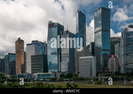 Harbourfront Promenade und das Harcourt Road, Hong Kong Island, China Stockfoto