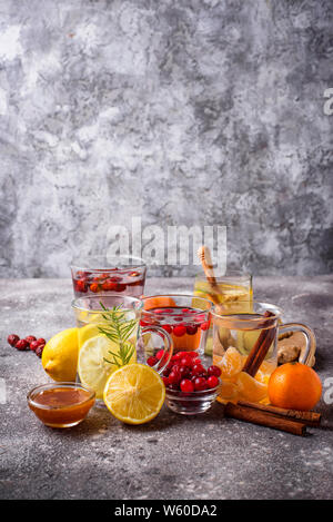 Sortiment von Winter gesunde Kaffee für Immunität steigern Stockfoto