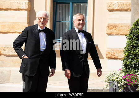 Herzog Franz von Bayern und Begleitung bei der Eröffnung der Richard-Wagner-Festspiele 2019 mit der Premiere der Oper "Tannhäuser" im Bayreuther Fests Stockfoto