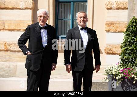 Herzog Franz von Bayern und Begleitung bei der Eröffnung der Richard-Wagner-Festspiele 2019 mit der Premiere der Oper "Tannhäuser" im Bayreuther Fests Stockfoto