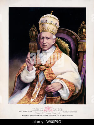 Leo XIII. Geboren am 2. März d 1810. Febr. gewählt. 20 1878. Gioachimo [sic] Pecci. Authentische Porträt aus dem Vatikan Album des Ökumenischen Rates Ca. 1878 Stockfoto
