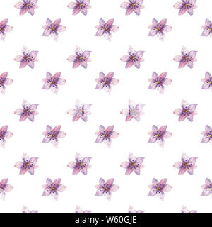 Nahtlose aquarell Blumen Muster auf weißem Hintergrund. Rosa Weihnachten Rosen. Schönen Sommer Hintergrund für ihr Design und Drucken. Stockfoto