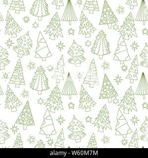 Vektor Weihnachten nahtlose Muster mit Doodle Weihnachtsbäume.. Stock Vektor