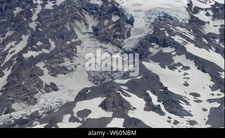 Gipfel des Mt Rainier mit den Nisqually Gletscher, Mount Rainier National Park, Washington Stockfoto