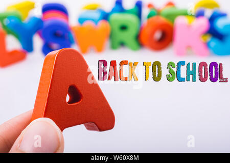 Schreiben Würfel von Alphabet aus Holz Stockfoto