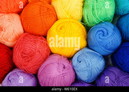 Balls with colored threads. Yarn Stockfoto