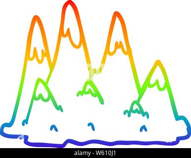 Regenbogen Farbverlauf Zeichnung einer Cartoon Berge Stock Vektor
