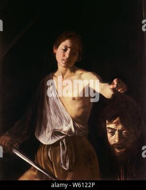 David mit dem Leiter der Goliath-Caravaggio (1610). Stockfoto