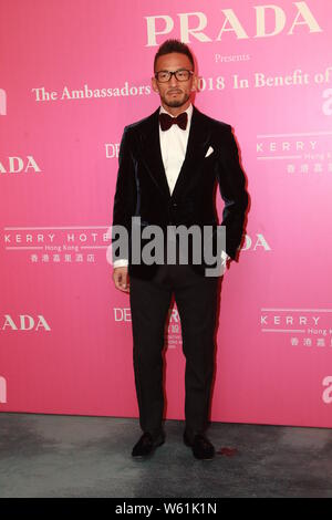 Pensionierte Japanischen Fußball-Star Hidetoshi Nakata besucht eine Werbeveranstaltung für Prada in Hongkong, China, 28. Oktober 2018. Stockfoto