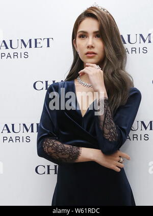 ** TAIWAN AUS ** taiwanesische Schauspielerin Hannah Quinlivan, die Frau des taiwanesischen Sänger und Schauspieler Jay Chou, besucht eine Werbeveranstaltung für CHAUMET in Taipei Stockfoto