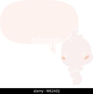 Cute cartoon Ghost mit Sprechblase im Retro-Stil Stock Vektor