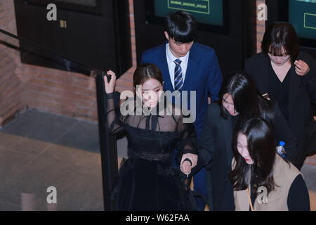 Jisoo der Koreanischen Mädchen Gruppe Schwarz Rosa besucht eine Werbeveranstaltung für ADEKUVER in Seoul, Südkorea, 11. Oktober 2018. Stockfoto
