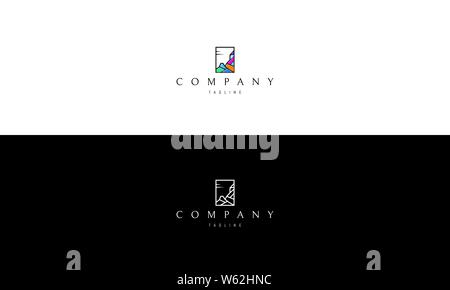 Vektor-Logo, auf dem das abstrakte Bild der Berge im Rechteck. Stock Vektor