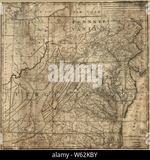 Amerikanischer Unabhängigkeitskrieg Ära Karten 1750-1786 086 eine Karte des Landes zwischen Albemarle Sound und Lake Erie zu verstehen, das Ganze von Virginia Maryland Bauen und Reparieren Stockfoto
