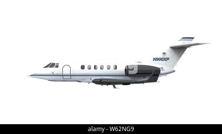 3D-Rendering für eine kleine private jet Flugzeug in Weiß studiobackground isoliert Stockfoto