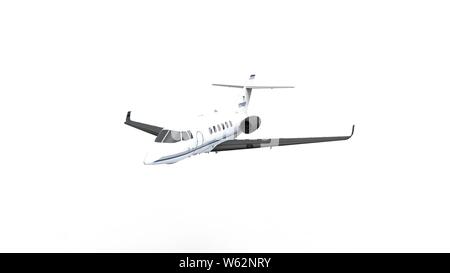 3D-Rendering für eine kleine private jet Flugzeug in Weiß studiobackground isoliert Stockfoto