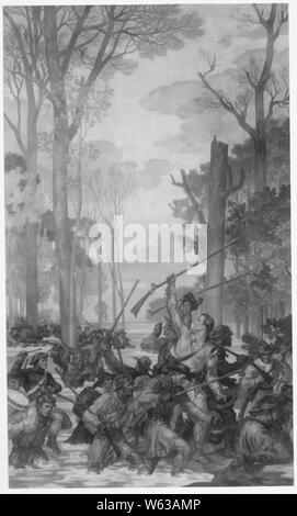 Clark's März gegen Vincennes über die Wabash durch Wüste und Flut. George Rogers Clark, Februar 1779. Kopie des Gemäldes von Esra, Winter, ca. 1933-34., Ca. 1910-1950; Allgemeine Hinweise: Verwenden Sie Krieg und Konflikt Nummer 38 bei der Bestellung eine Reproduktion oder Anforderung von Informationen zu diesem Bild. Stockfoto