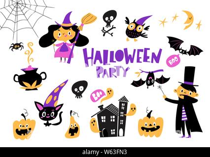Vektor einrichten von Cartoon style Halloween Design Elemente Stock Vektor