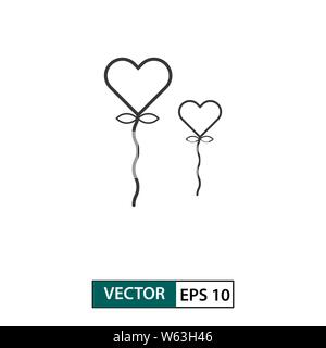 Liebe ballon Symbol. Umrisse Stil. Auf weissem Hintergrund. Vector Illustration EPS 10. Stock Vektor