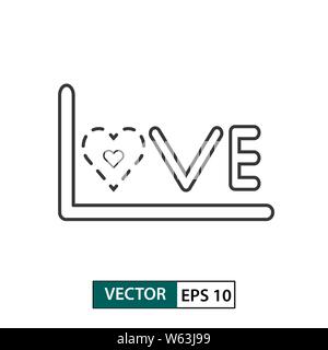 Liebe Symbol. Umrisse Stil. Auf weissem Hintergrund. Vector Illustration EPS 10. Stock Vektor