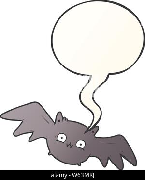 Cartoon vampir halloween Fledermaus mit Sprechblase in glatten Farbverlauf Stock Vektor