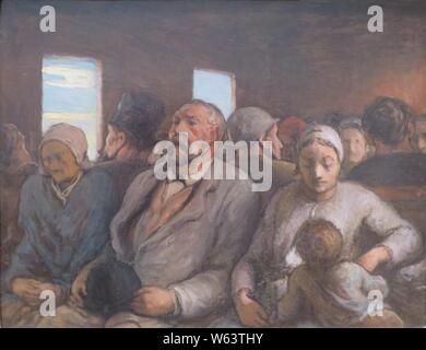 Dritte Klasse Schlitten (1856-1858) von Honore Daumier. Stockfoto