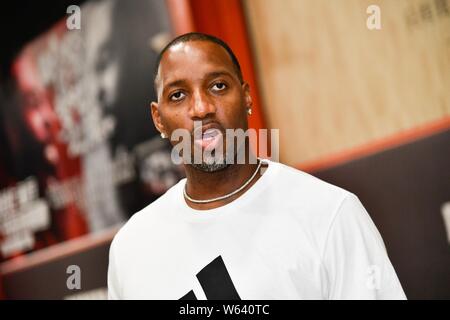 Der ehemalige NBA-Star Tracy McGrady nimmt an einer Tätigkeit bei den Rucker Park in Shanghai, China, 13. September 2018. Stockfoto