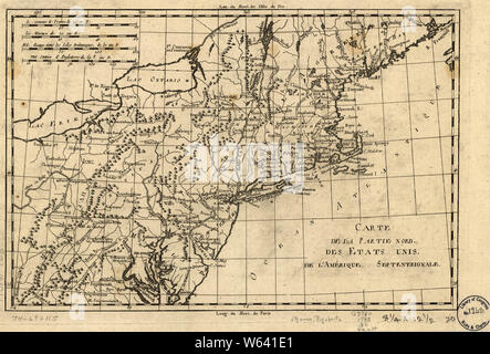 Amerikanischer Unabhängigkeitskrieg Ära Karten 1750-1786 407 Carte de la Partie Nord des Putschist Unis de l'In septentrionale Bauen und Reparieren Stockfoto