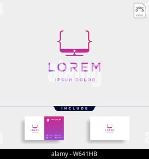 Codierung monitor Logo Design Template vector Programmiergeräts an lineart Symbol Stock Vektor