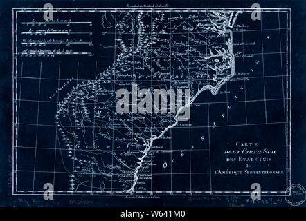 Amerikanischer Unabhängigkeitskrieg Ära Karten 1750-1786 411 Carte de la Partie sud des Etats Unis de l'In septentrionale Invertiert Bauen und Reparieren Stockfoto