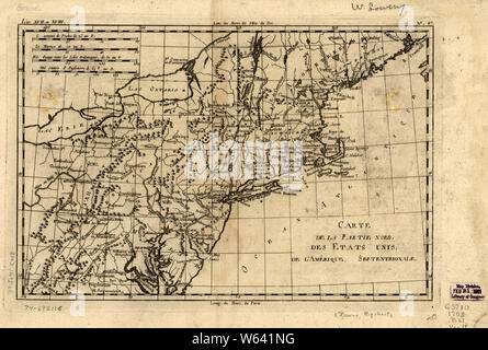 Amerikanischer Unabhängigkeitskrieg Ära Karten 1750-1786 408 Carte de la Partie Nord des Putschist Unis de l'In septentrionale 1 Neu Erstellen und Reparieren Stockfoto
