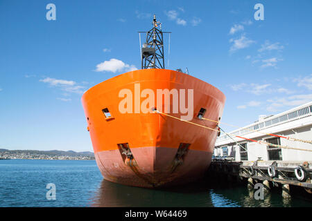 Ice Breaker Schiff vertäut in Hobarts Hafen vor dem Segeln in die Antarktis für wissenschaftliche und der Antarktis für die wissenschaftliche Forschung zum Klimawandel. Stockfoto