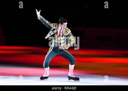 Spanisch Eiskunstläuferin Javier Fernandez führt während der 2018 Sterne auf Eis China Tour Shanghai in Shanghai, China, 16. September 2018. Stockfoto