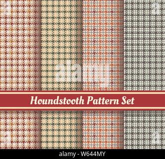 Bunte Hunde tooths Muster. Fabric Mode Trends Fliesen mit Hahnentrittmuster, maskuline tartan Kontrollen Hund tooths Plaid druckt nahtlose Texturen Stock Vektor