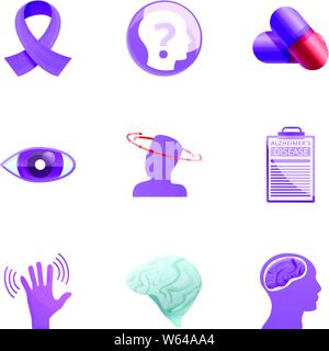 Medizinische Alzheimer Krankheit Icon Set. Cartoon Satz von 9 medizinische Alzheimer Vector Icons für Web Design auf weißem Hintergrund Stock Vektor