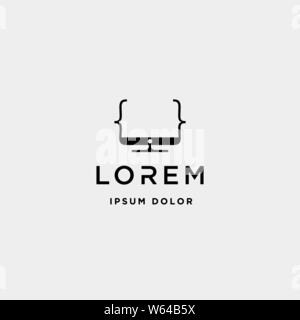 Codierung monitor Logo Design Template vector Programmiergeräts an lineart Symbol Stock Vektor