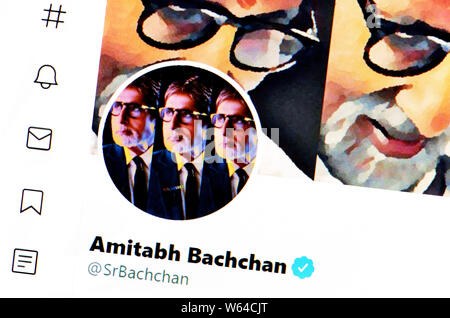 Twitter Seite (Juli 2019) Amitabh Bachchan - Indische Schauspieler Stockfoto