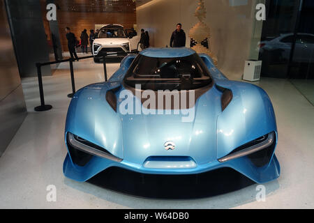 ---- Eine NextEV Nio EP9 Supercar ist auf Anzeige an der NIO Haus in Shanghai, China, 16. Januar 2018. Chinesisches Elektrofahrzeug Start-up-NIO Stockfoto