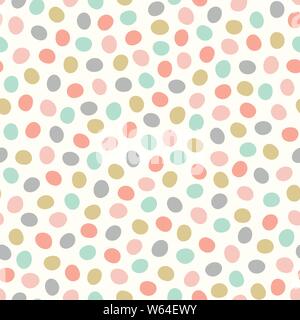 Nahtlose wiederholen warf Muster von Hand gezeichnet Polka Dots. Cute pastellfarbenen Spots in einem Vektor Design Hintergrund. Stock Vektor