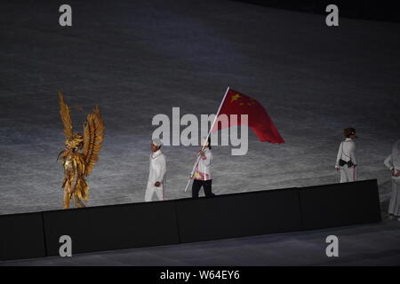 Chinesische Entertainer und Sportler bei der Hangzhou 8-minütige Show während der Abschlussfeier der Asian Games 2018, offiziell als die 1 bekannten Stockfoto