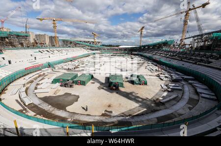 Blick auf die Baustelle des Nationalen Speed Skating Hall für die Olympischen Spiele 2022 in Peking, China, 30. September 2018. Der Bau Stockfoto