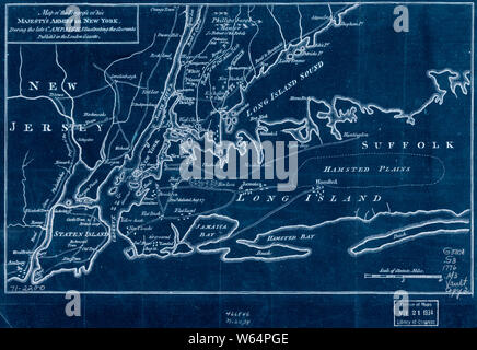 Amerikanischer Unabhängigkeitskrieg Ära Karten 1750-1786 605 Karte von den Fortschritt seiner Majestät Armeen in New York während der späten Kampagne zur Veranschaulichung der Konten invertiert Bauen und Reparieren Stockfoto