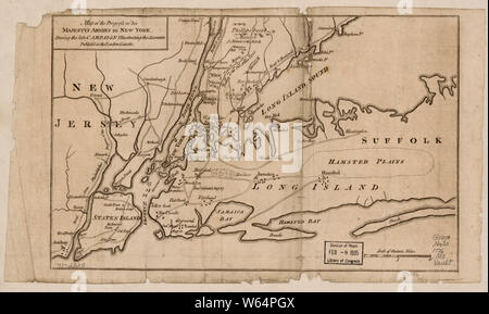 Amerikanischer Unabhängigkeitskrieg Ära Karten 1750-1786 604 Karte von den Fortschritt seiner Majestät Armeen in New York während der späten Kampagne, die die Konten neu erstellen und Reparieren Stockfoto