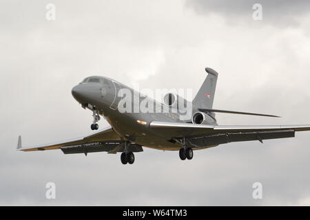 Ungarische Dassault Falcon 7X der RIAT 2019 an RAF Fairford, Gloucestershire, Großbritannien anreisen Stockfoto