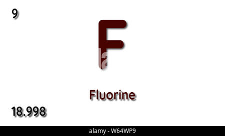 Fluor chemisches Element atomaren Daten und Symbol Abbildung: Hintergrund Stockfoto