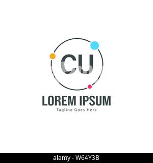 Erste CU logo Vorlage mit modernen Rahmen. Minimalistische CU schreiben logo Vector Illustration Design Stock Vektor