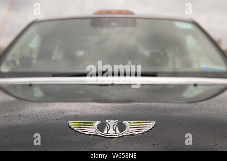 Allgemeine Ansicht eines LEVC Logo auf einem LEVC TX elektrische London Taxi, auf dem Trafalgar Square in London. Stockfoto