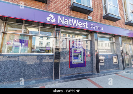 Newtown - Wales/UK - 23. Juli 2019 - Natwest Cymru Bank in Newtown, Powys Stockfoto