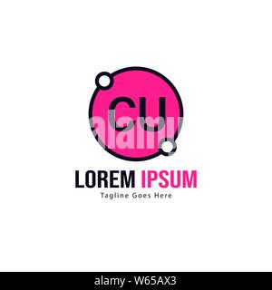 Erste CU logo Vorlage mit modernen Rahmen. Minimalistische CU schreiben logo Vector Illustration Design Stock Vektor