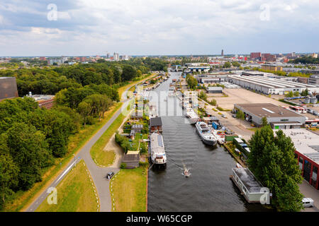 Luftaufnahme von Fluss Eem, Amersfoort, Niederlande Stockfoto